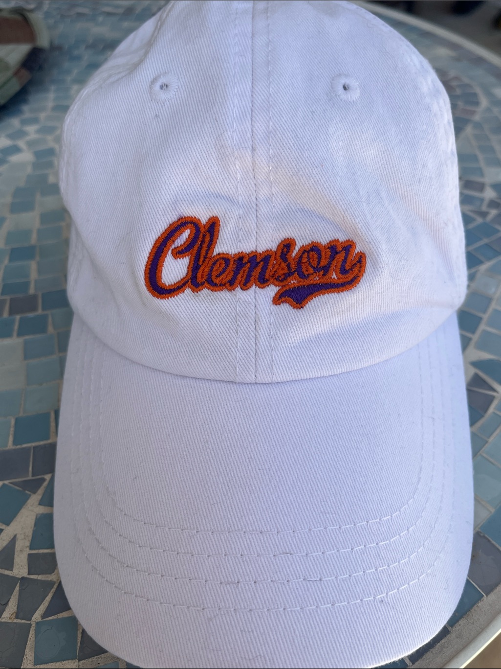 Clemson Script Logo White Baseball Cap